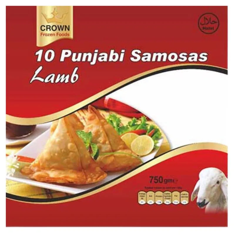 Crown Frozen Punjabi Samosa Lamb - 10pieces - 750g-Noor Groceries