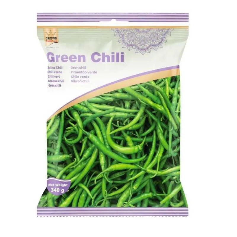 Crown Frozen Green Chilli Without Stem - 310g-Noor Groceries