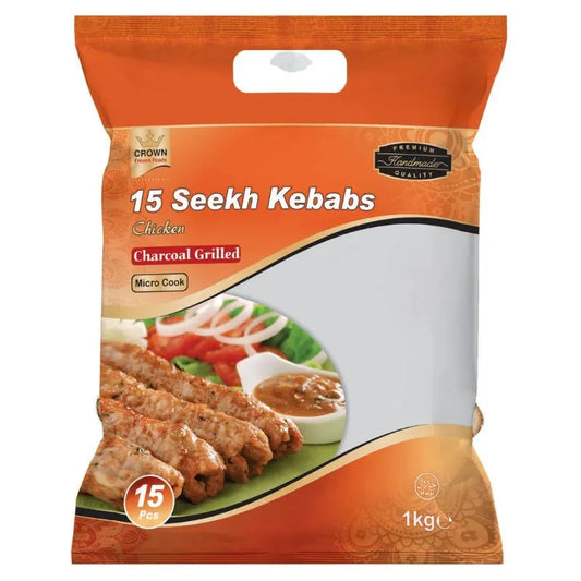 Crown Frozen Seekh Kebabs Chicken Charcoal - 1Kg-Noor Groceries