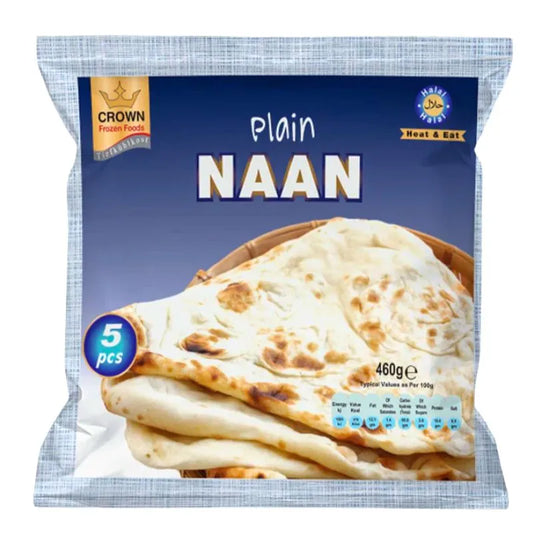 Crown Frozen Tandoori Plain Naan - 460g-Noor Groceries