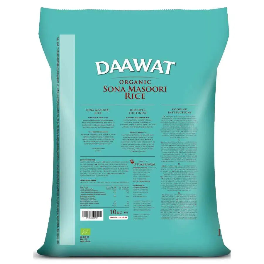 Daawat - Organic Sona Masoori Rice 10Kg-Noor Groceries
